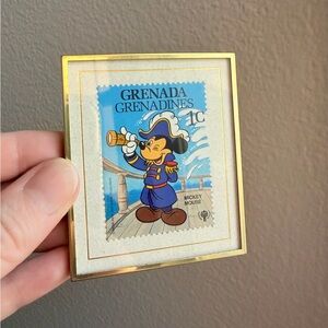 Framed Mickey Mouse Stamp Art - Gold and Blue